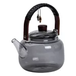 Заварник скляний для чаю 0.8 л Заварний чайник для заварювання з дерев'яною ручкою чорний HP-34-37 (HP-34-37)