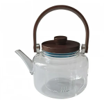Заварник скляний для чаю 0.8 л Заварний чайник для заварювання з дерев'яною ручкою прозорий HP-34-38 (HP-34-38)