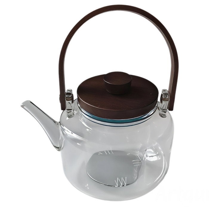 Заварник скляний для чаю 0.8 л Заварний чайник для заварювання з дерев'яною ручкою прозорий HP-34-38 (HP-34-38) - зображення 3