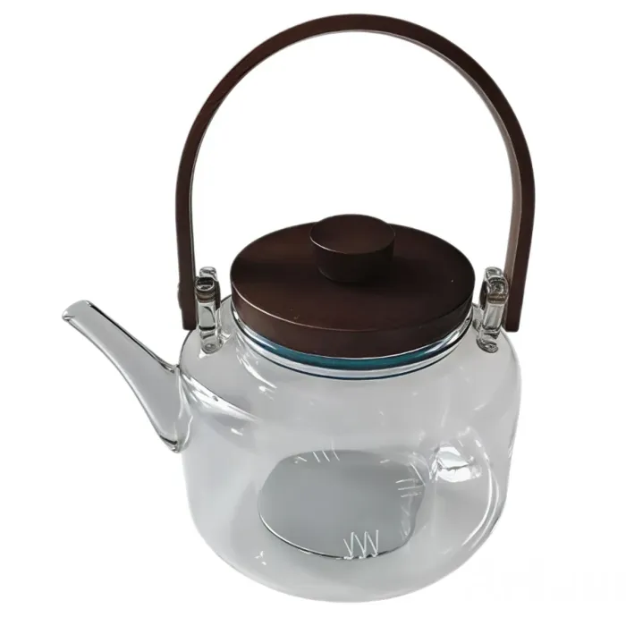 Заварник скляний для чаю 0.8 л Заварний чайник для заварювання з дерев'яною ручкою прозорий HP-34-38 (HP-34-38) - зображення 3