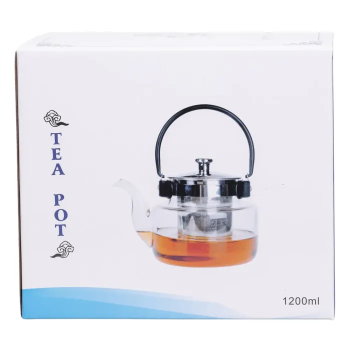 Заварник скляний чайник 1.1 л з ручкою і фільтром прозорий HP-33-4 (HP-33-4) - изображение 3