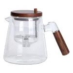 Заварник скляний для чаю 1 л чайник для заварювання з дерев'яною ручкою прозорий HP-34-7 (HP-34-7)