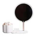 Дзеркало для макіяжу з підсвічуванням кругле настільне Ø21 см з підставкою Біле (HP-10-9AW)