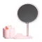 Дзеркало для макіяжу з підсвічуванням кругле настільне Ø21 см з підставкою Рожеве (HP-10-9AP)