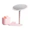 Дзеркало для макіяжу з підсвічуванням кругле настільне Ø21 см з підставкою Рожеве (HP-10-9AP)