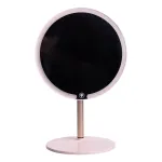 Дзеркало косметичне з підсвічуванням кругле настільне Ø21 см для макіяжу Рожеве (HP-10-7AP)