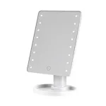 Дзеркало настільне косметичне для макіяжу 21х16 см дзеркало прямокутне на підставці 16 LED Біле (HP-10-3AW)