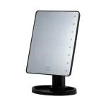 Дзеркало настільне косметичне для макіяжу 21х16 см дзеркало прямокутне на підставці 16 LED Чорне (HP-10-3AB)