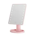 Дзеркало настільне косметичне для макіяжу 21х16 см дзеркало прямокутне на підставці 16 LED Рожеве (HP-10-3AP)