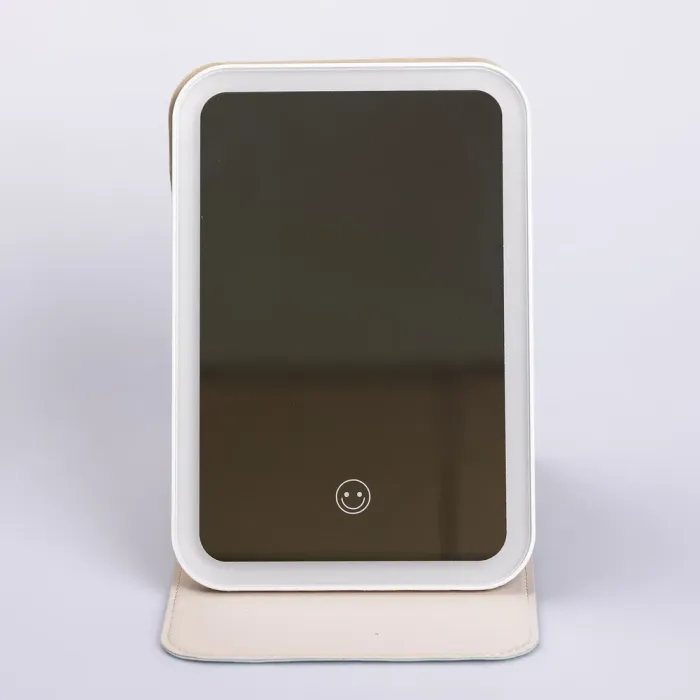 Дзеркало з лед підсвічуванням настільне складне 19.5х13.5 см косметичне для макіяжу Біле (HP-10-8AP) - изображение 1