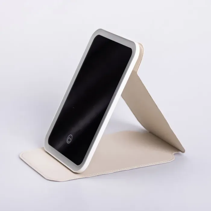 Дзеркало з лед підсвічуванням настільне складне 19.5х13.5 см косметичне для макіяжу Біле (HP-10-8AP) - изображение 7