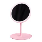 Дзеркало з підсвічуванням кругле настільне кругле косметичне Ø15.3 см дзеркало для макіяжу косметичне Рожеве (HP-10-5AP)