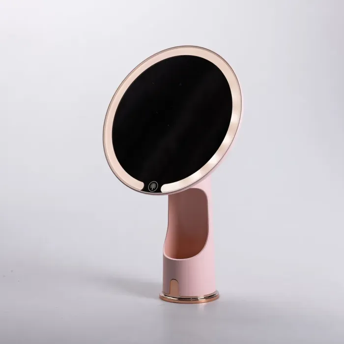 Дзеркало з підсвічуванням настільне косметичне кругле 18.5х10х29 см дзеркало з лед підсвічуванням USB для макіяжу Рожеве (HP-10-1AP) - зображення 2