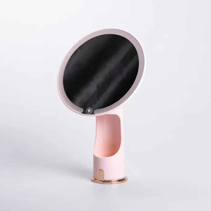 Дзеркало з підсвічуванням настільне косметичне кругле 18.5х10х29 см дзеркало з лед підсвічуванням USB для макіяжу Рожеве (HP-10-1AP) - зображення 6