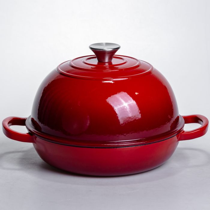 Жаровня-голландська піч чавунна емальована 2 л, червоний Yiwu HP-FLG-22 RED (HP-FLG-22 RED) - изображение 1